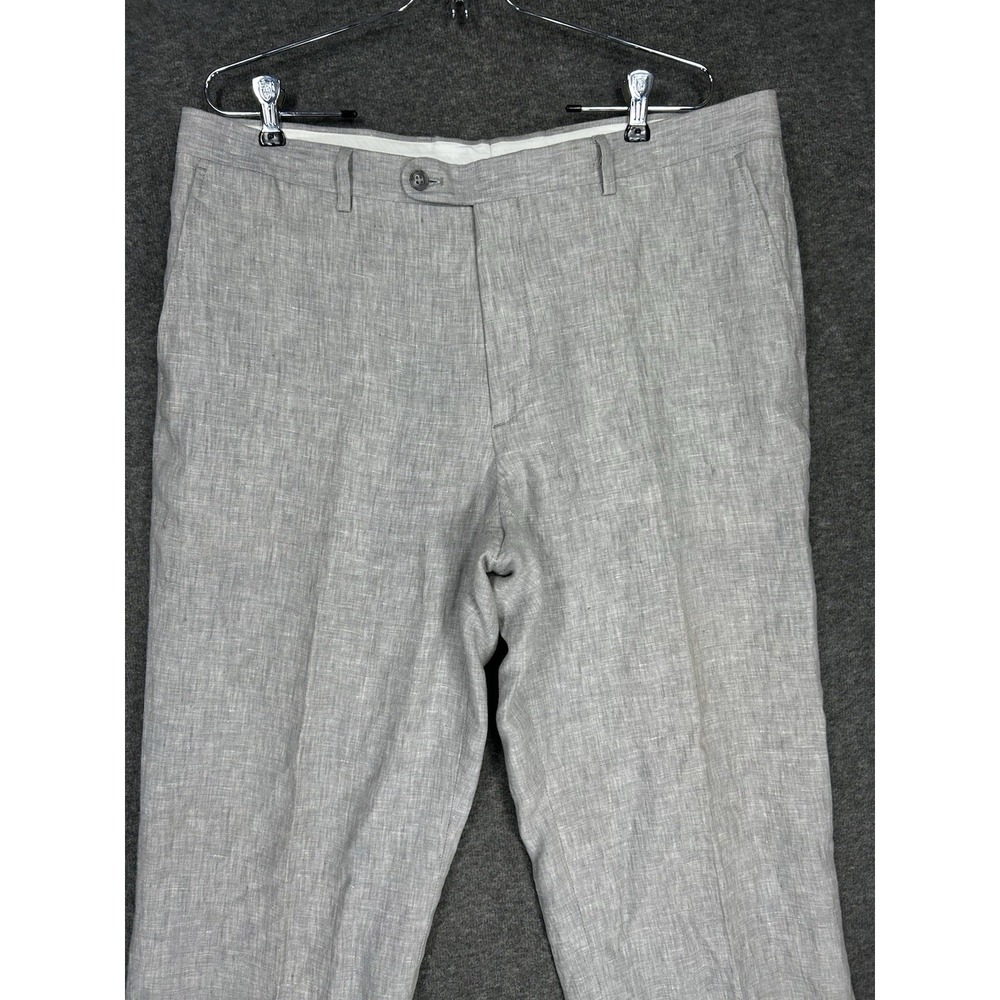 Joseph Abboud 100% Linen Dress Pants Slacks Men 36x34 Gray Beach Wedding Preppy - Picture 2 of 10